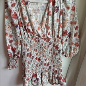 Sunday White Cream Floral Smocked Blouse
